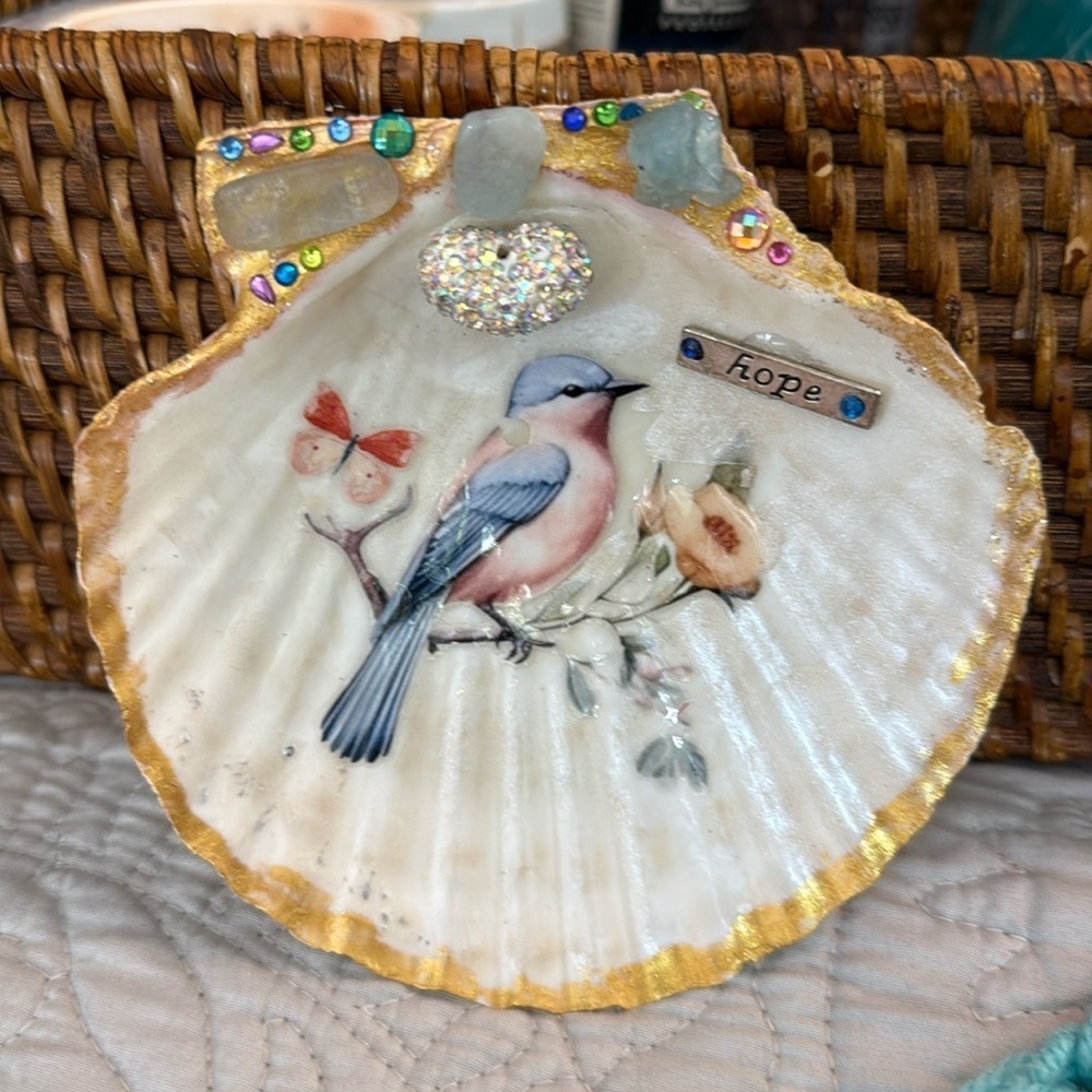 Clam Shell Trinket Dish Decoupage